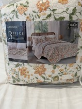 Adella 3-Piece 100 Cotton Reversible Quilt Set King / Cal King Floral Bedspread