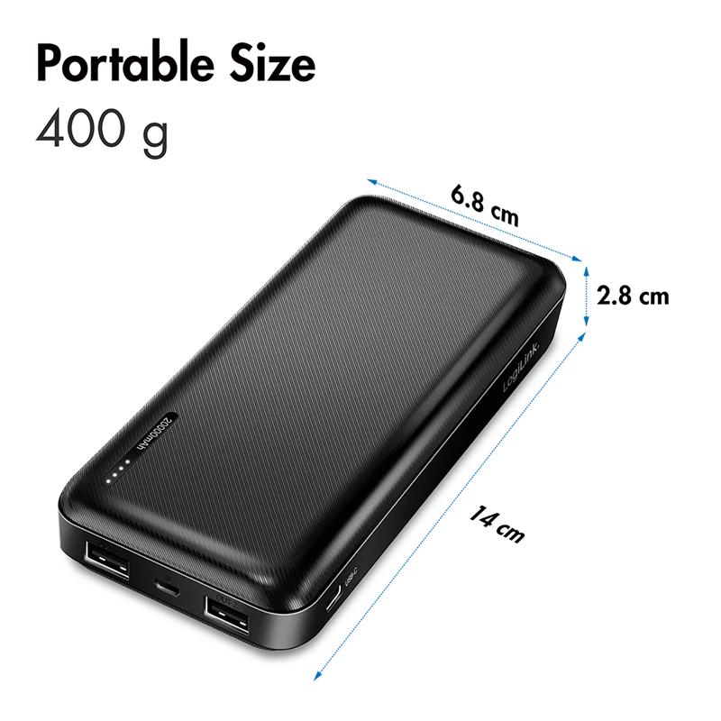 Powerbank 20000mAh USB-C USB-A Schnelllader Handy Smartphone Power-Bank schwarz - Bild 3 von 4