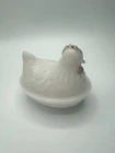 Vintage Hazel Atlas Milk Glass Hen on Nest Dish White Farmhouse 3.5 in
