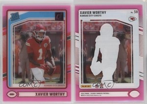 2024 Panini Clearly Donruss Rated Rookie Pink Xavier Worthy #58 Rookie RC