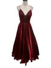 Sherri Hill Women's V-neck Spaghetti Strap Maxi Gown Wine Size 0
