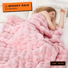 Comelady Soft Fluffy Faux Fur Throw Blanket 50"x60", Bubble Plush Texture