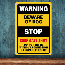Beware Of Dog Warning Metal Sign Keep Gate Shut Do Not Enter Yard Security Decor