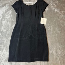 PATRICK COLLECTION Black 100% Pure Silk Sheath Dress Size 12