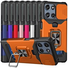 For Moto G Play 2026 Case Magnetic Ring Stand Card Slot Camera Privacy Cover
