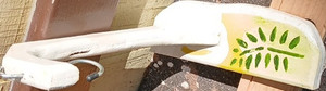 White/Yellow/Green Wood Hand Painted Leaf Banana Hook Holder Freestanding Medium