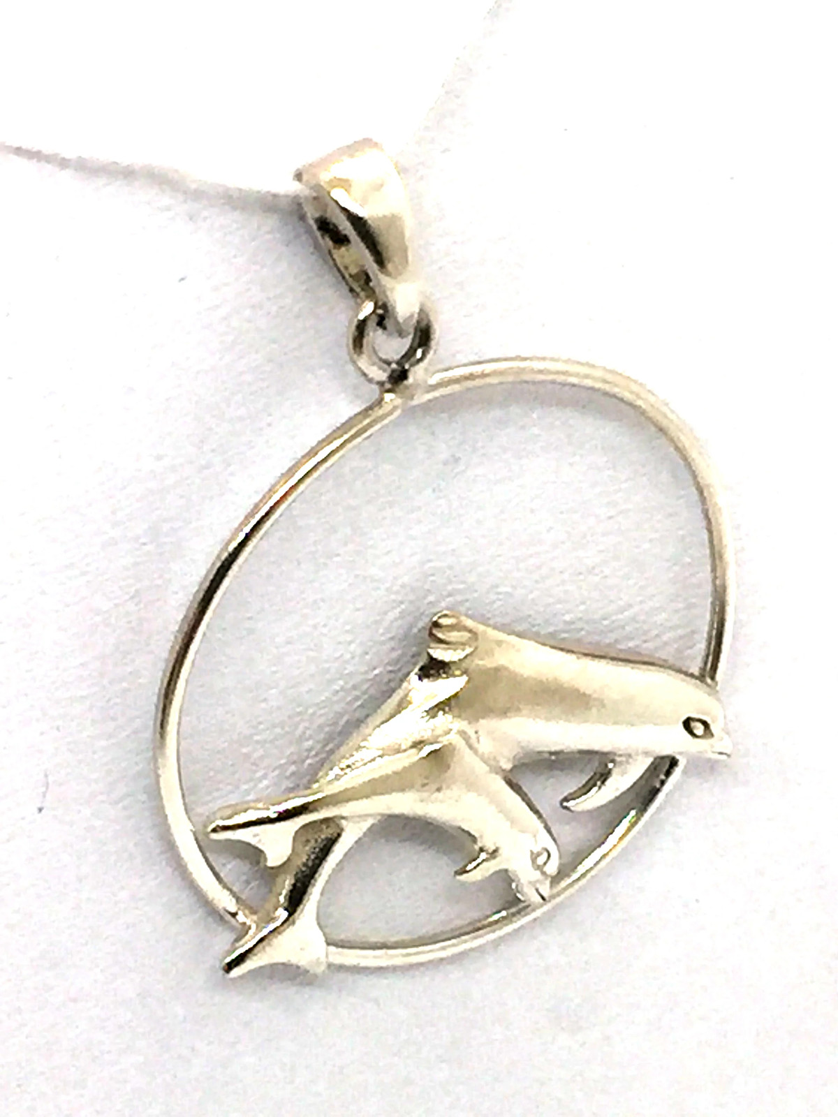 Solid Sterling Silver Twin Jumping Dolphin Pendant - image 7