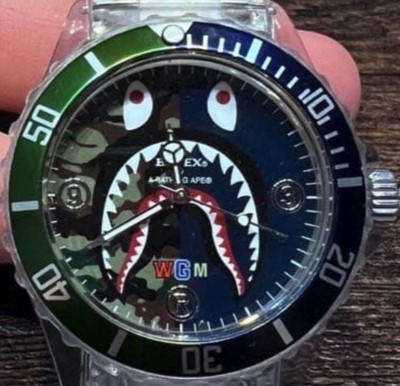 A BATHING APE Bapex Armbanduhr Uhr von Clear Type Analog r#