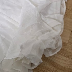 NWT Lulus White Burnout Lace Ruffle Plunge Neck Tie Waist Mini Dress Size Large