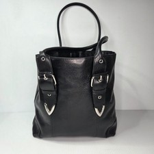 Vintage Wilson's Leather Black Tote Silver Tone Buckle Magnetic Closure Classic