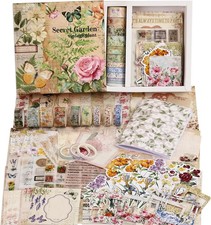 Vintage Botanical Scrapbooking Supplies Kit, Aesthetic Flower Scrapbook Kit for