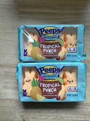 NEW Limited Edition Tropical Punch Flavored Bunny Peeps- 2 Boxes- 4 bunnies each