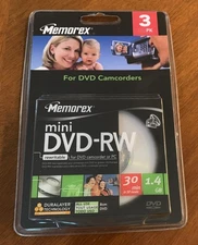New Memorex Mini DVD-RW (3 Pack) 1.4GB 30 min. DVD Camcorder or PC