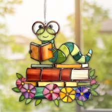 Bookworm Acrilico Finestra Appesa Libro Amante Lettore Regalo Bibliotecario 📚