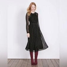 Boden Erica Long Sleeve Polka Dot Midi Dress