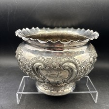 Silver Plate Planter 7" 1905 Antique Atkin Bros Sheffield Engraved Repousse Bowl