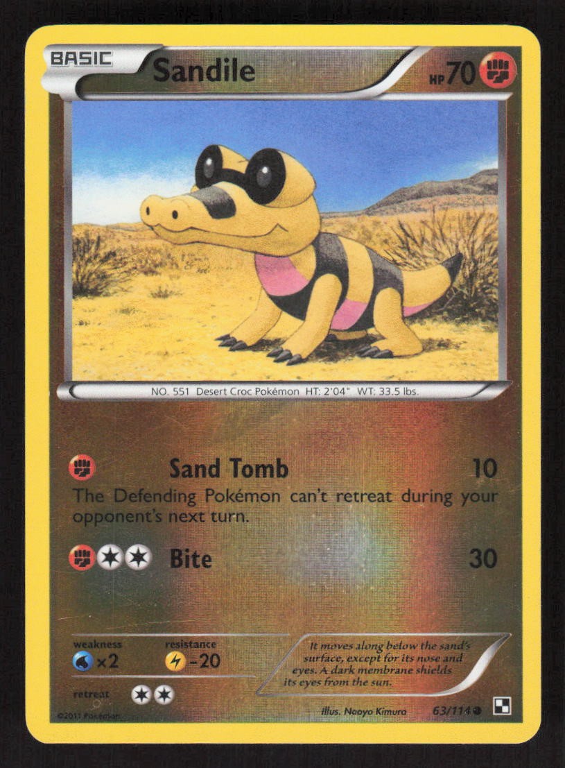 Pokemon TCG Black and White Reverse Holo Sandile #63/114