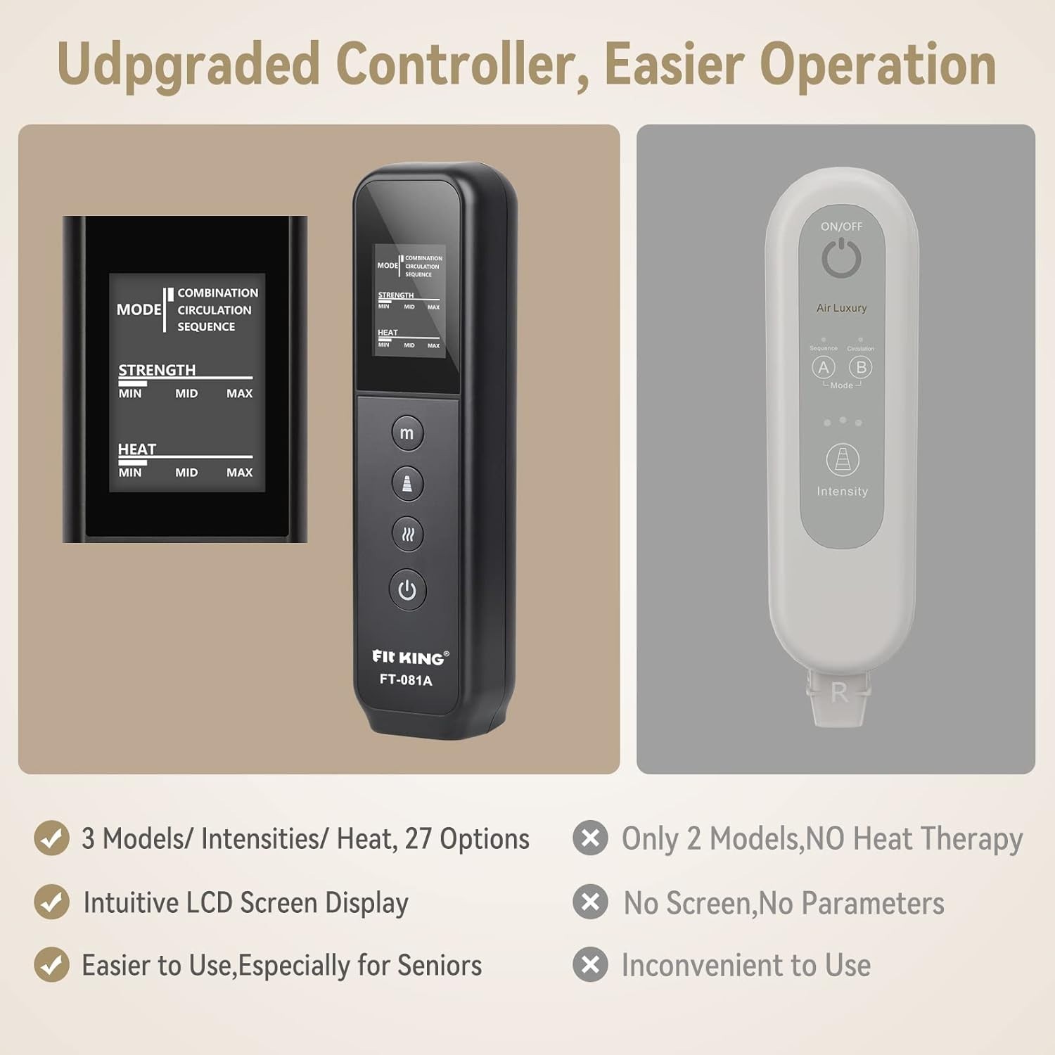 Advanced LCD Leg Massager with Heat - Perfect for Pain Relief Recovery Gifts