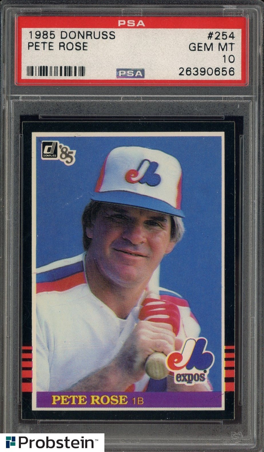1985 Donruss #254 Pete Rose Montreal Expos PSA 10 GEM MINT