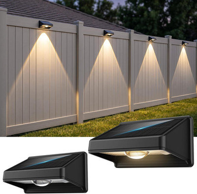 Solar Fence Lights Outdoor, 3000/4500/6000K 3 Mode 2Pack Fence Lights Solar P...