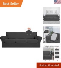 4 Pieces Stretch Soft Couch Cover for Dogs - Washable Sofa Slipcover for 3 Se...