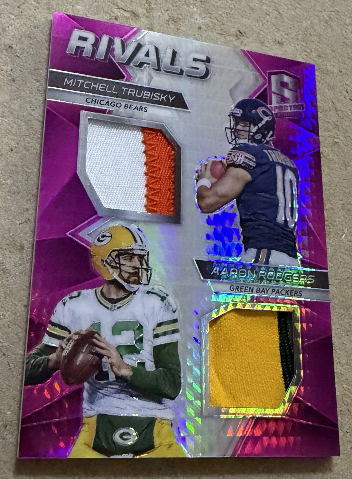 2017 Spectra #4 Aaron Rodgers 4 Color Dual Patch Rivals Pink Ref. 6/7 Packers
