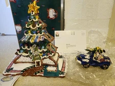 BLUE SKY CLAYWORKS CHRISTMAS TREE STORE & CAR *3 PIECES BOX / COA ORIGINAL OWNER
