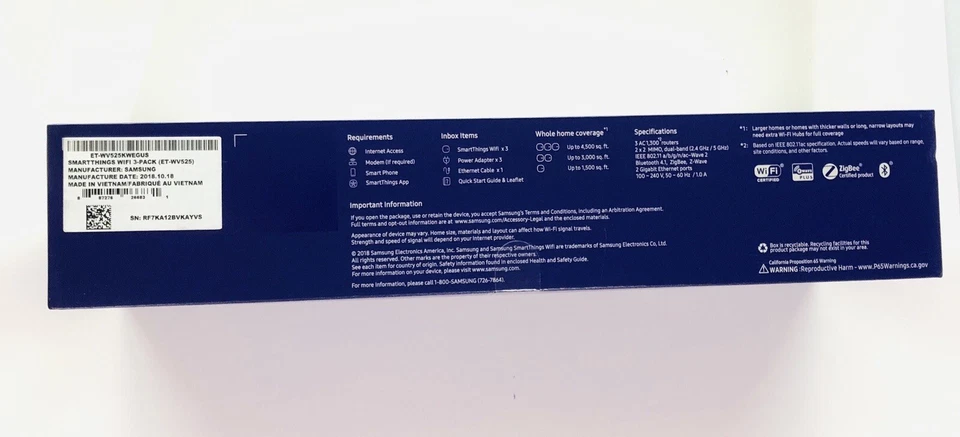 NIB SEALED Samsung SmartThings Wi-Fi 3-Pack + Smart Home Hub | ET-WV525KWEGUS - Image 2 of 4