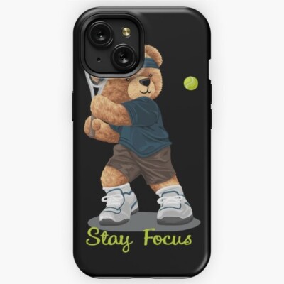 New Teddy bear playing tennis iPhone Tough Case 11-16 Pro Max Made in USA