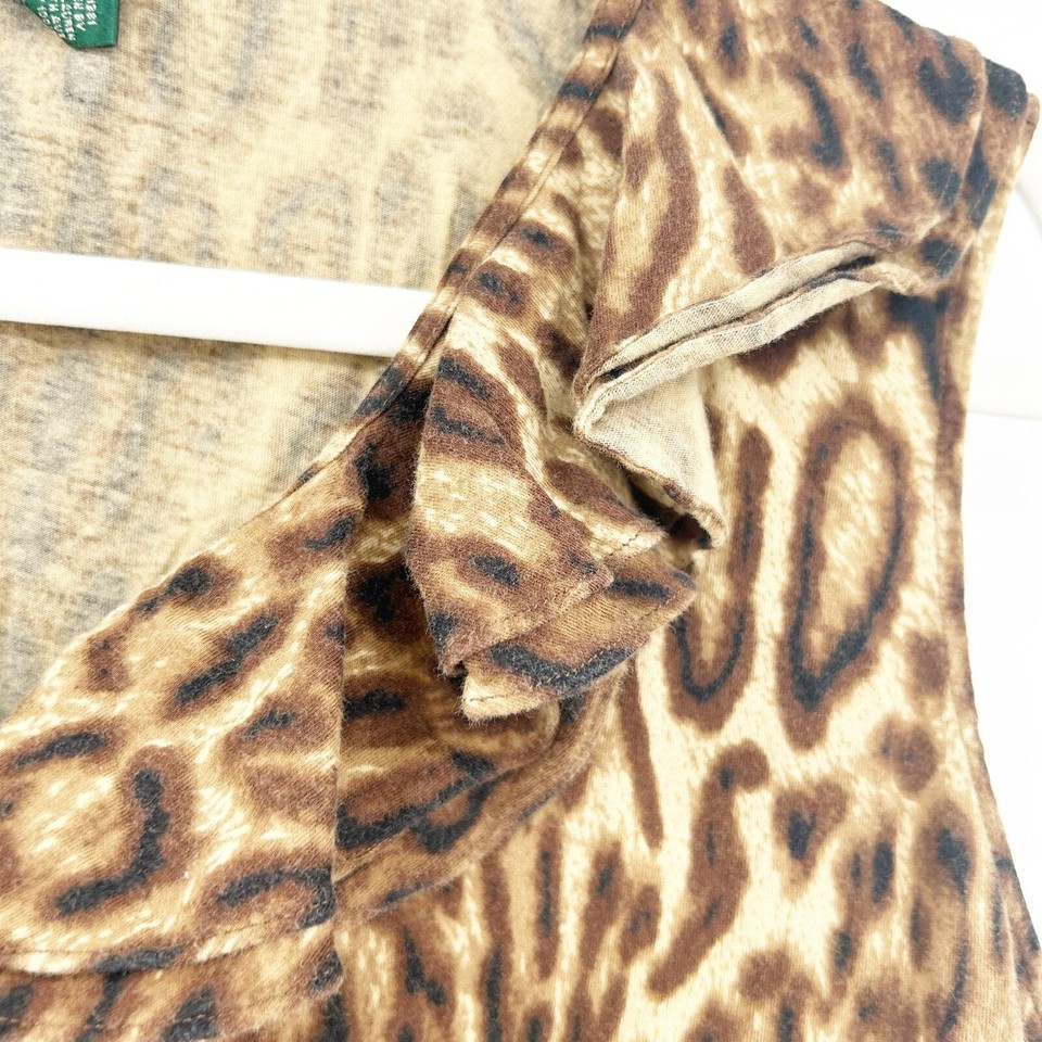 Lauren Ralph Lauren Womens Ruffled VNeck Leopard Animal Print Tank Top