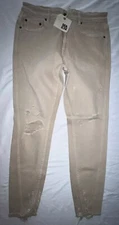 SER.O.YA. SEROYA Womens Size 31 Jeans Cropped Distressed Raw Hem Sand Dune NWT