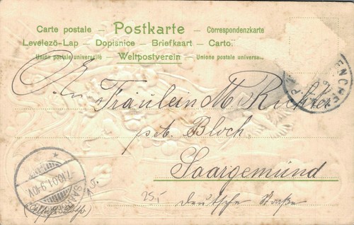 Paloma portadora de saludos con sobre postal vintage en relieve 07.11 - Imagen 2 de 2