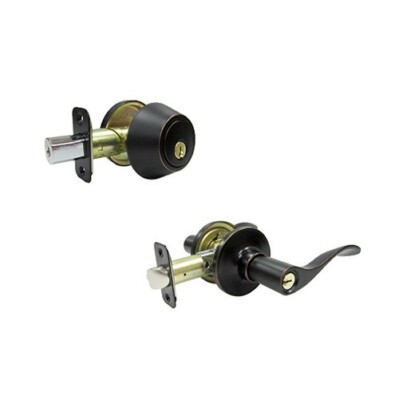 TRUGUARD Bergamo Entry Lever Combination Lockset With Deadbolt, Aged Bronze