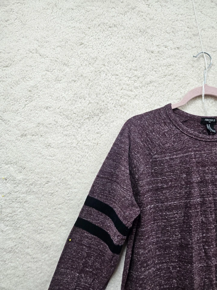 Forever 21 Men Shirt Medium Purple Cotton Blend Long Sleeve Regular Fit Pullover - Image 2 of 4