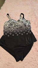Swimsuit For All Women Black Floral Nylon Sleeveless One Piece Swimsuit Size 22