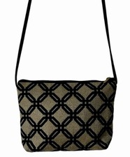 Danny K Beverly Hills Tapestry Crossbody Shoulder Bag Purse Made USA Taupe Black