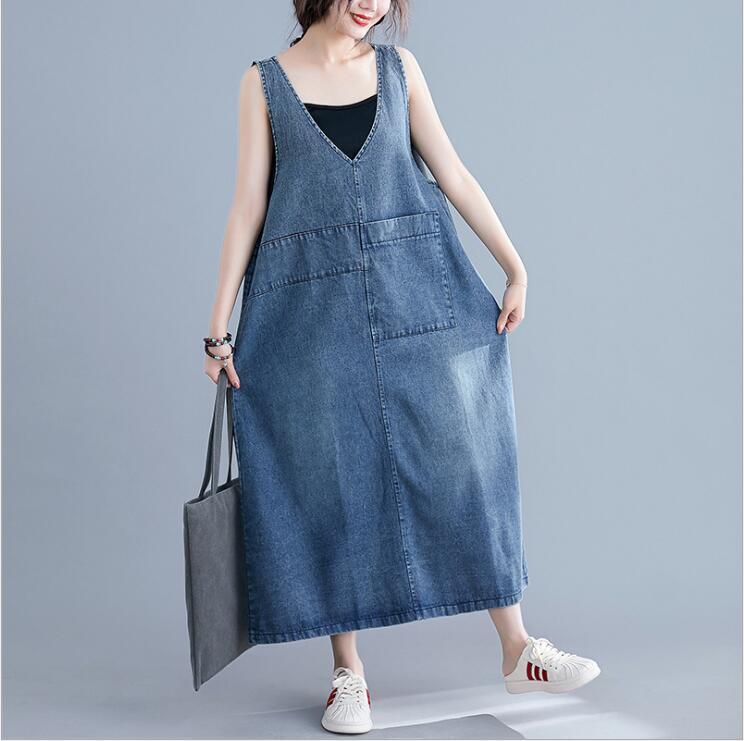 loose overall dress Loose Fit Denim Overall Dress