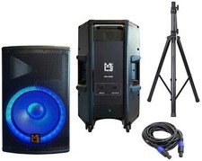MR DJ 15" 2-Way PA DJ 4500W Passive LED Speaker Speaker Stand Cable