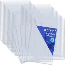 30 Pack 8.5" X 11" Rigid Waterproof Print Protectors, Clear Hard Plastic Page...