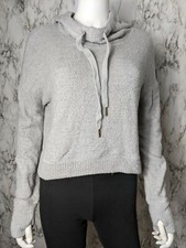 Z Supply Women's S Small Kacey Feather Hoodie Heather Grey Thumb Holes Soft