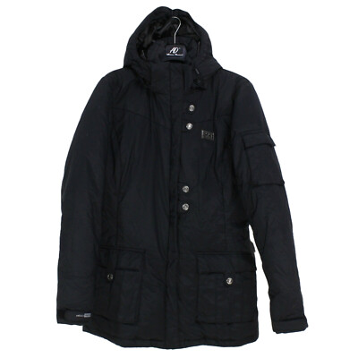 HELLY HANSEN Women's Down Fill Parka Jacket Size M HellyTech Hooded Black