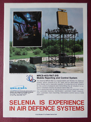 5/1980 PUB SELENIA ELECTRONICS AIR DEFENCE SYSTEMS 3D MRCS-403 RADAR ORIGINAL ANZEIGE