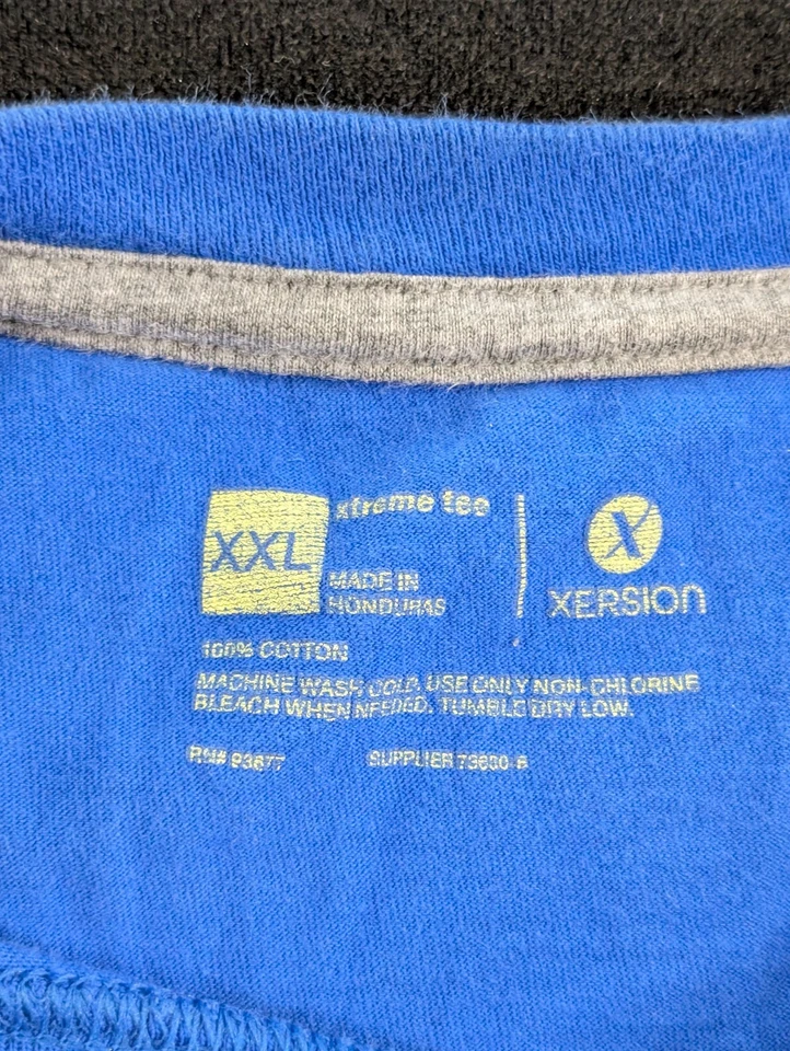 Xersion Xtreme Tee Blue Short Sleeve Cotton T-Shirt Men's 2XL - Image 3 of 4