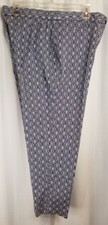 JM Collection Women's Capri Crop Pants Navy Geometric Design Pockets Sie 12