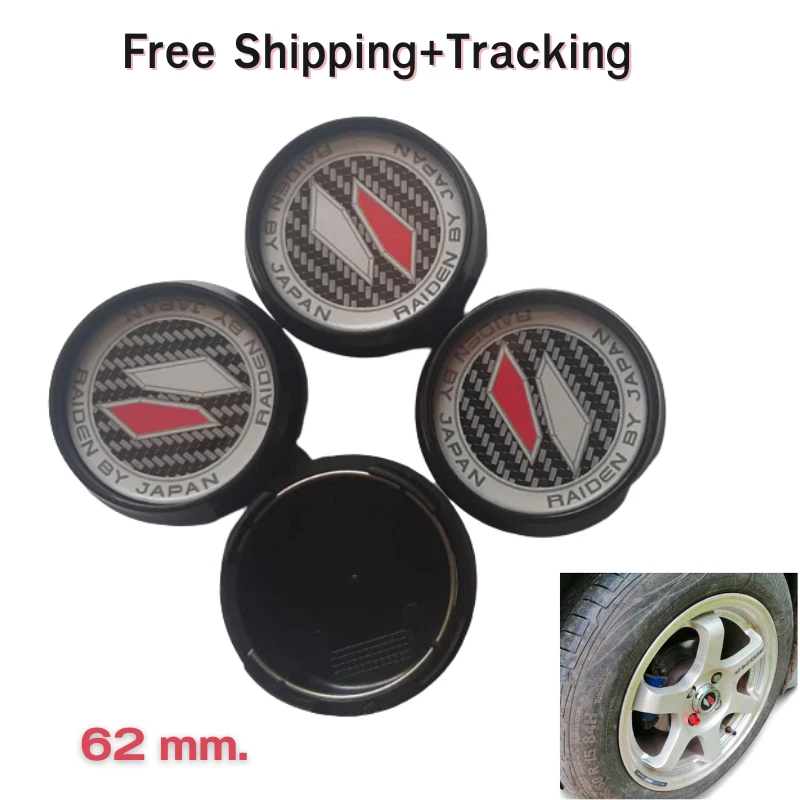 Wheel Center Caps Cover Hub Black For Lenso Raiden Racing Cup 62 mm x 4 pcs - Picture 1 of 11