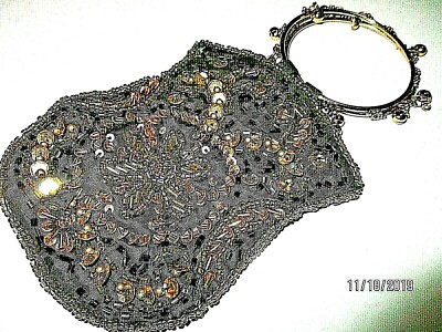 Sac De Soirée Vintage Indien - Potli Noir, Perles Et Paillettes, Mini, Magnétique