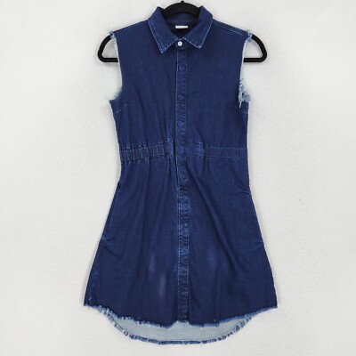 ag jeans denim dress Girls Large Blue Jean Button Front Adriano Goldschmied Kids Denim maxi dress Size:Small - 8 SS25DR0450DRLWH Prom makeup? Light grey/blue style shirt dress made
