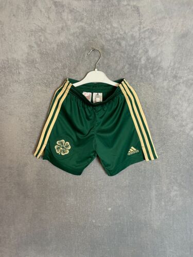 Celtic Football Shorts Green Gold Adidas Polyester Young Size XS - Afbeelding 1 van 9