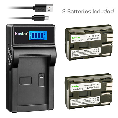 Kastar BP-511A Battery + Charger for Canon DS6041 ZR10 ZR20 ZR30 ZR40 ZR60 ZR90