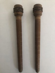 Antique 2 Turned Wood Lacemaking Binche Lace Bobbins weaver's pirns fly shuttle